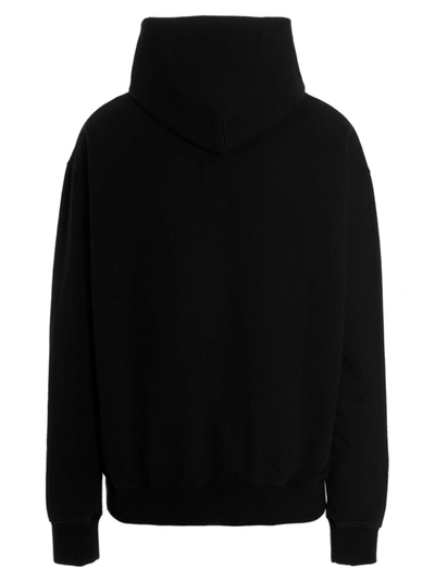 Shop Maison Margiela Logo Embroidery Hoodie Sweatshirt Black