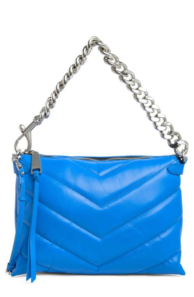 Shop Rebecca Minkoff Edie Maxi Leather Crossbody Bag In Cyan