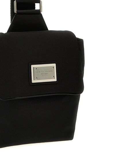 Shop Dolce & Gabbana Logo Plaque Fanny Pack Crossbody Bags Black