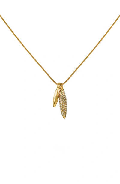 Shop Vince Camuto Crystal Stone Leaf Pendant Necklace In Gold
