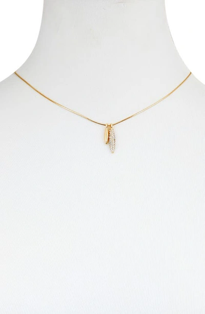 Shop Vince Camuto Crystal Stone Leaf Pendant Necklace In Gold