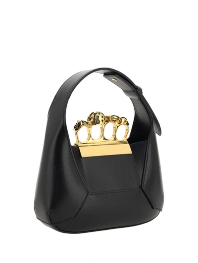 Shop Alexander Mcqueen Leather Handbag With Metal Rings And Swarovski
