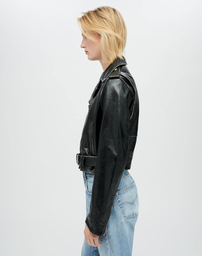 Shop Re/done Leather Moto Jacket In Xs