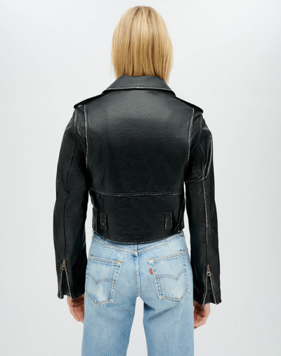 Shop Re/done Leather Moto Jacket In Xs