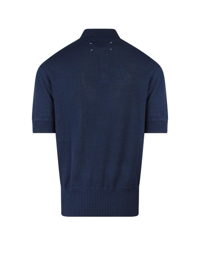Shop Maison Margiela Wool Blend Polo Shirt With Iconic Back Stitching