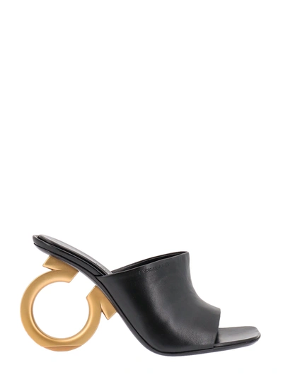 Shop Ferragamo Leather Sandals With Iconic Gancini Heel