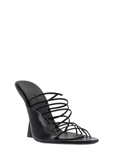 Shop Ferragamo Leather Sandals With Elastic Satin Details