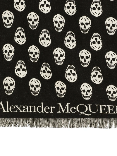 Shop Alexander Mcqueen Wool Scarf With Skull Motif