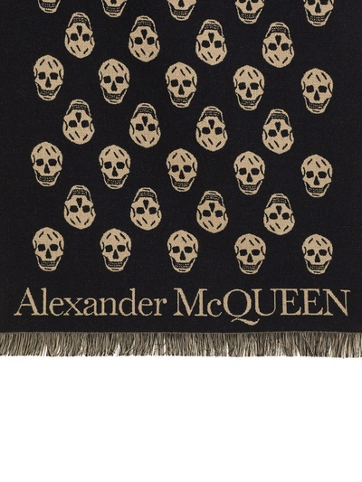 Shop Alexander Mcqueen Wool Scarf With Skull Motif