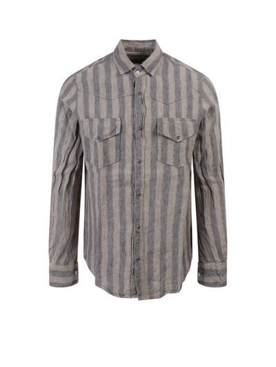 Shop Original Vintage Linen Shirt With Striped Motif