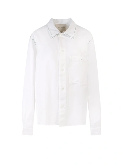 Shop Nick Fouquet Linen And Cotton Shirt With Stitching And Embroidery