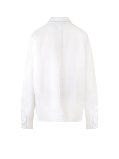 Shop Nick Fouquet Linen And Cotton Shirt With Stitching And Embroidery
