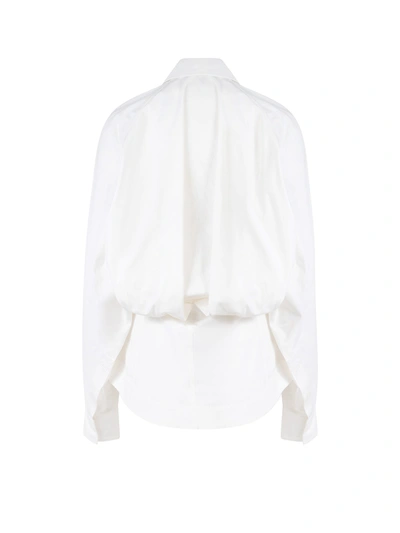 Shop Bottega Veneta Cotton Shirt With Maxi Fold On The Back