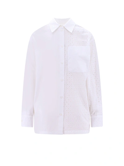 Shop Kenzo Cotton Shirt With Lace Insert