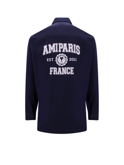 Shop Ami Alexandre Mattiussi Cotton Shirt With Back Logo Print