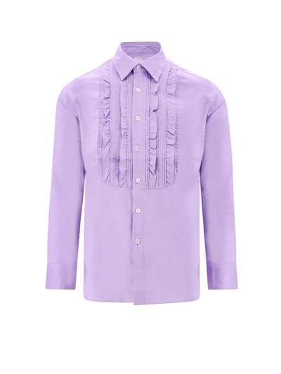 Shop Pt Torino Cotton Shirt With Rouches