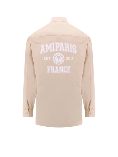 Shop Ami Alexandre Mattiussi Cotton Shirt With Back Logo Print