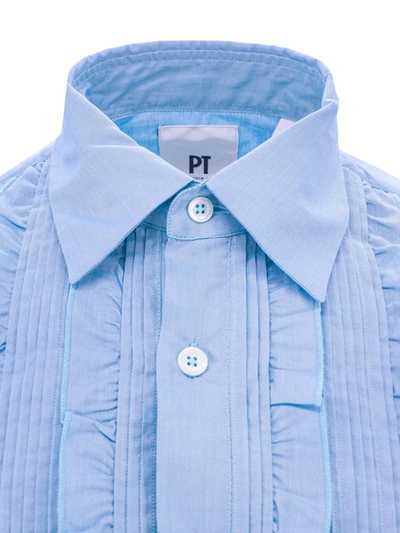 Shop Pt Torino Cotton Shirt With Rouches