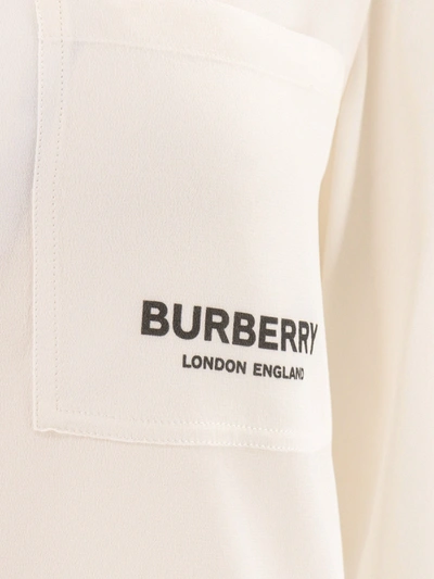 Shop Burberry Silk Shirt With Frontal Logo Print