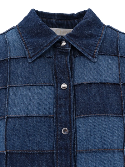 Shop Chloé Recycled Cotton Shirt With Patchwork Effect   This Denim Is A Blend Of Recycled Cotton ( Above 75% )