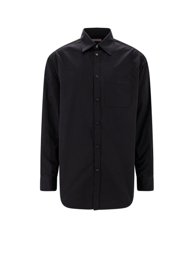 Shop Valentino Cotton Shirt With Embroidered Logo