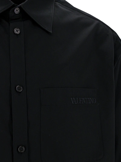 Shop Valentino Cotton Shirt With Embroidered Logo