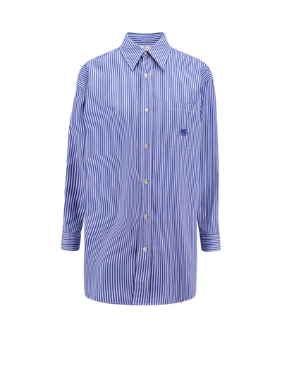 Shop Etro Cotton Shirt With Frontal Logo Embroidery