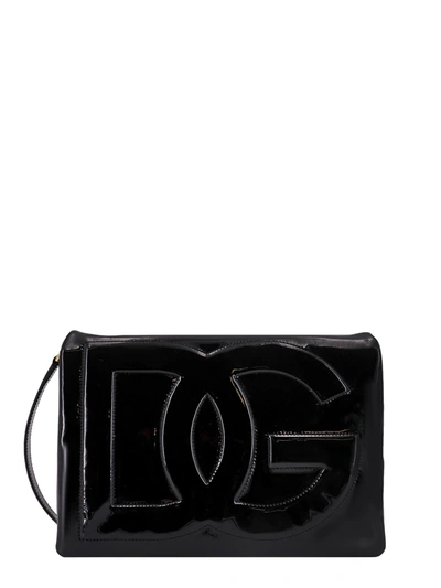Shop Dolce & Gabbana Patent Leather Shoulder Bag With Monogram