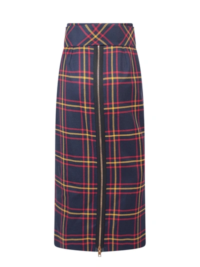 Shop Gucci Tartan Wool Skirt With Belt