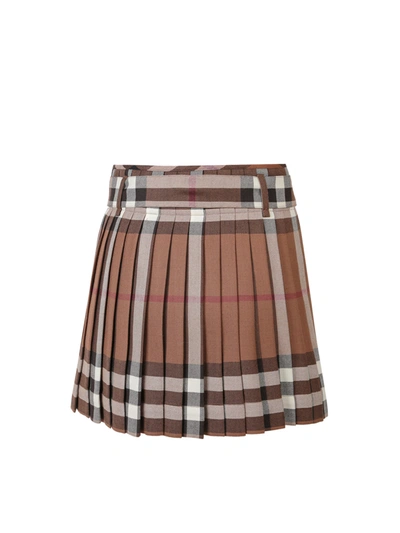 Shop Burberry Wool Skirt With Exaggerated Check