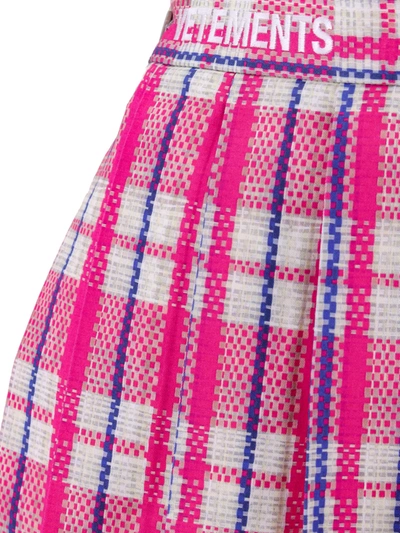 Shop Vetements Cotton Skirt With Tartan Motif