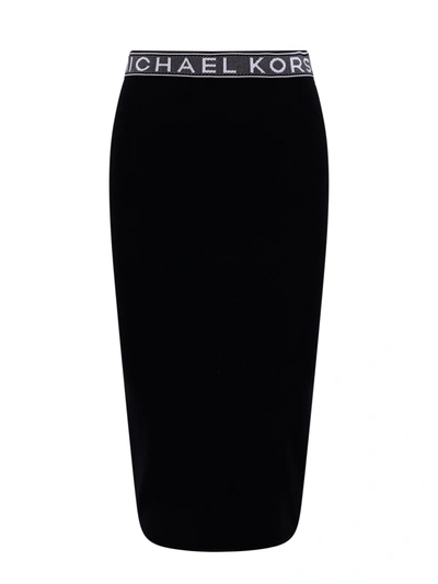 Shop Michael Kors Recycled Viscose Blend Skirt With Logo Detail