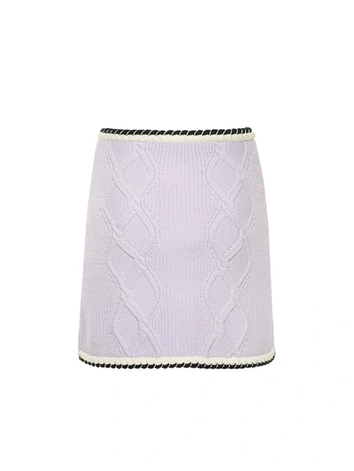 Shop Self-portrait Cotton Blend Skirt With Jewel Buttons