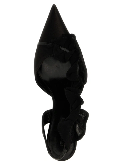 Nensi Dojaka Ruffle-detailed Satin Slingbacks