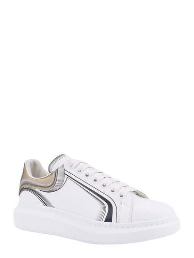 Shop Alexander Mcqueen Leather Sneakers With Curve Tech Print