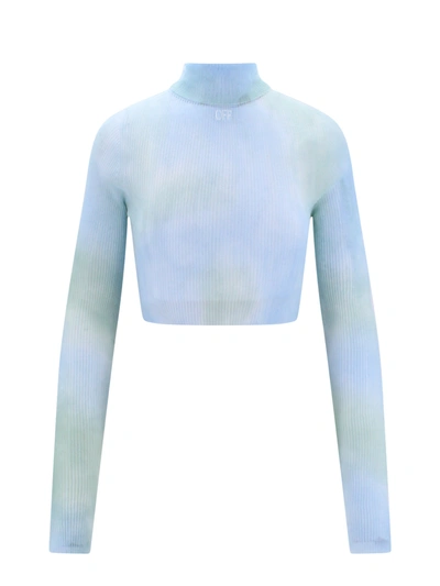 Shop Off-white Crop Fit Top With Tie-dye Effect