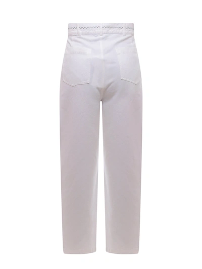 Shop Nick Fouquet White Denim Trouser With Stitching And Embroidery