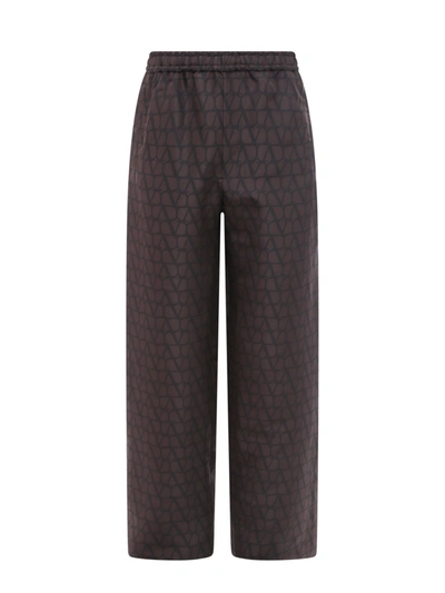 Shop Valentino Silk Trouser With All-over Toile Iconographe Print