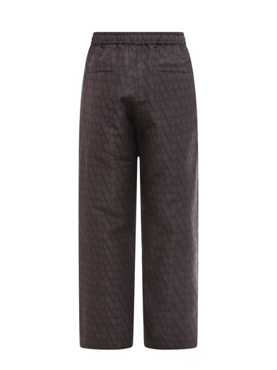 Shop Valentino Silk Trouser With All-over Toile Iconographe Print
