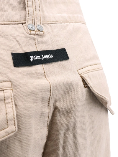 Shop Palm Angels Cotton Cargo Trouser With Logoed Label