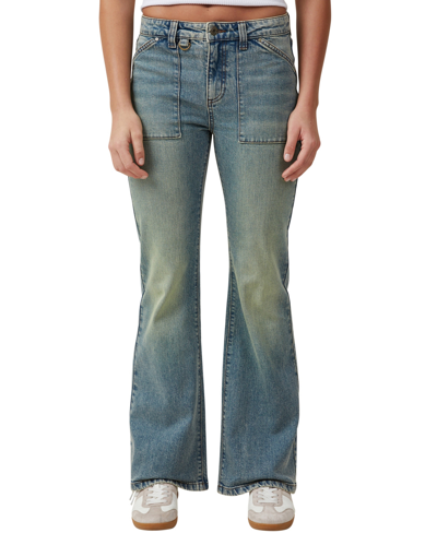 Cotton On Women's Stretch Bootleg Flare Jeans In Desert Blue,utility