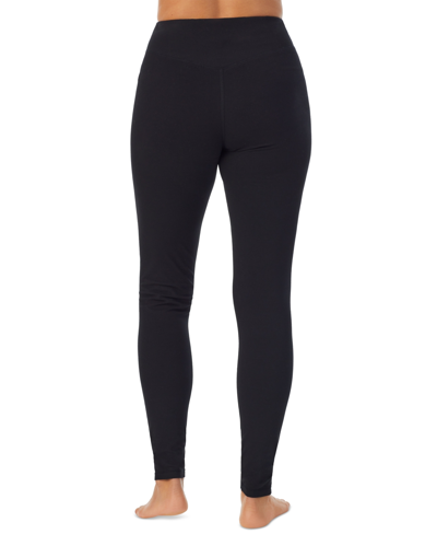 Shop Cuddl Duds Women's Cottonwear High-rise Wide-waist Leggings In Black