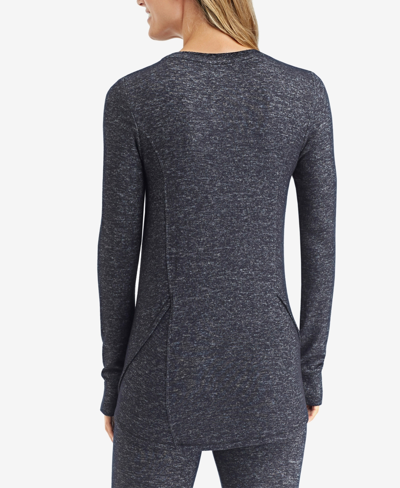 Shop Cuddl Duds Women's Soft Knit Long-sleeve Crewneck Top In Marled Dark Charcoal