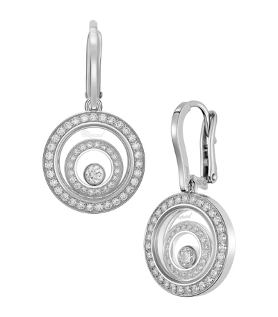 Shop Chopard White Gold And Diamond Happy Spirit Earrings