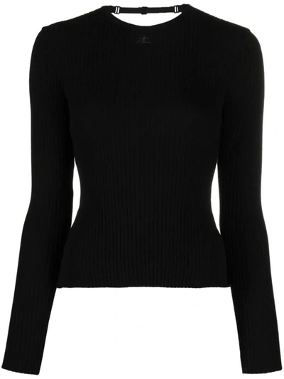 Shop Courrèges Ribbed Top In Black