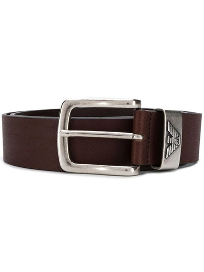 Shop Emporio Armani Ea7  Leather Belt In Brown