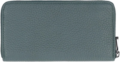 Shop Emporio Armani Leather Zip Around Wallet In Green