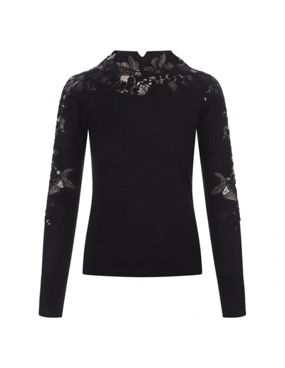 Shop Ermanno Scervino Sweater With Lace In Black