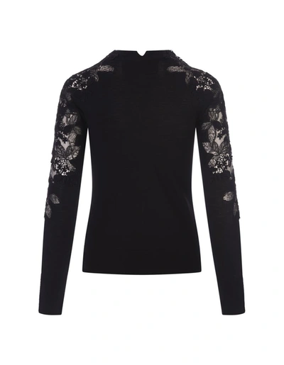 Shop Ermanno Scervino Sweater With Lace In Black