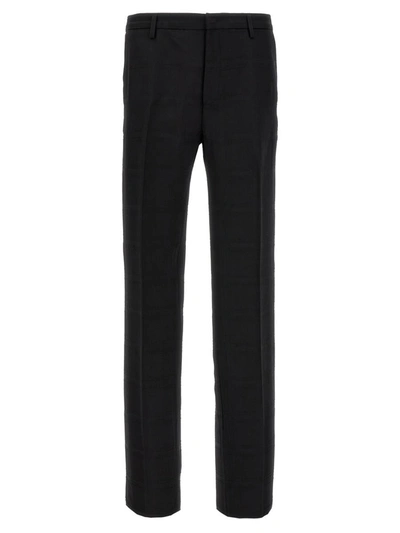 Shop Etro Check Wool Trousers In Black